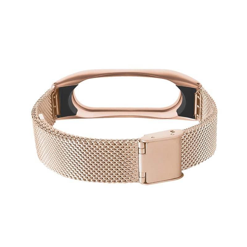 DEFFRUN Stainless Steel Fold Buckle Black Sliver Rose Gold Wrist Strap for XIAOMI Miband 2