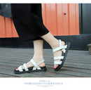 Women Black Thick Flat With Sandals Students Rome Fashion Pregnant PU Rubber Shoes
