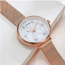 SINOBI 9817 White Bayside Print Gray Lines Dial Fashion Women Quartz Watch