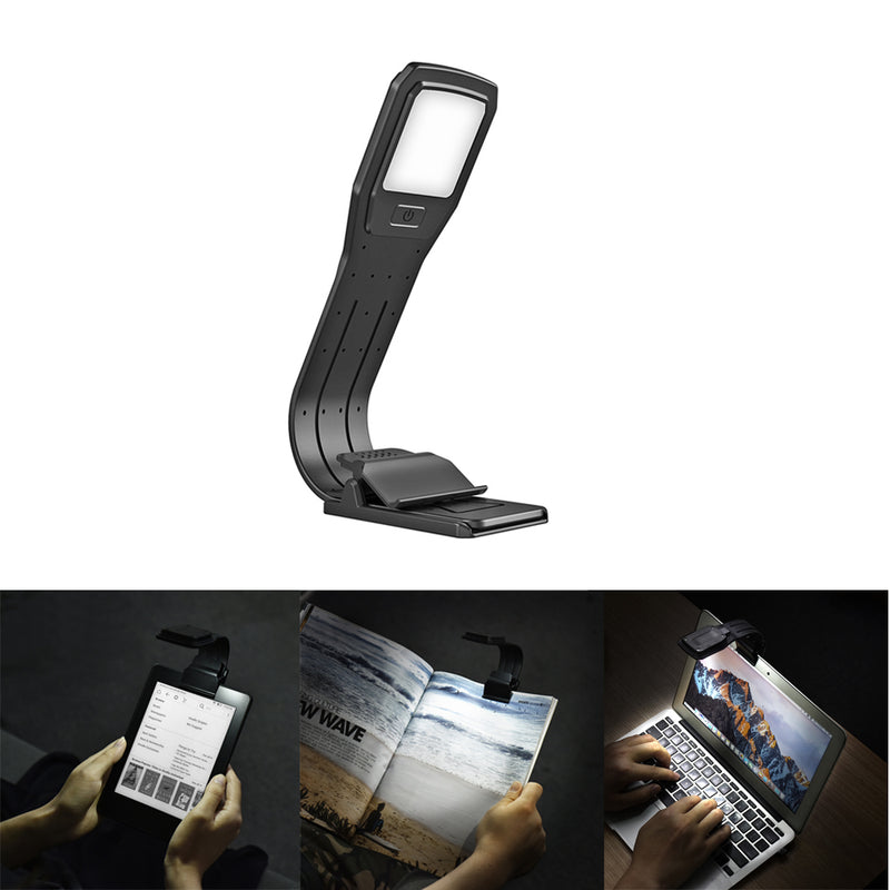 LUSTREON USB Rechargeable Fold Dimmable 4 LED Eye-Care Reading Book Light Clip on for Kindle IPad
