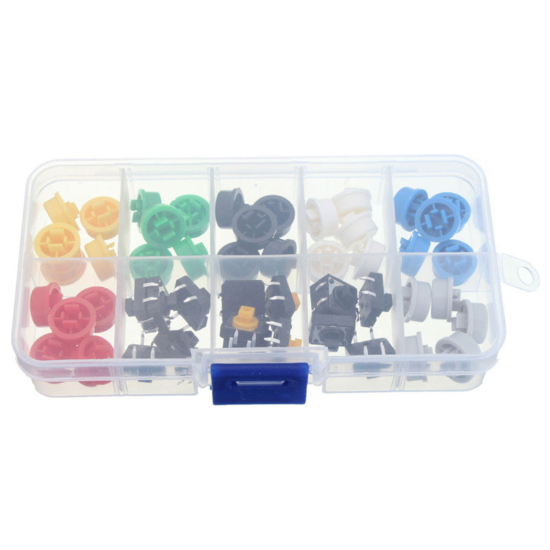 3 x 50pcs Tactile Push Button Switch Momentary Tact & Cap Assorted Kit 12x12x7.3mm Key Caps