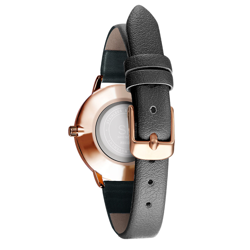 SHENGKE SK K0117 Simple Geometric Triangle Crystal Dial Female Fashion Leather Strap Women Quartz Watch