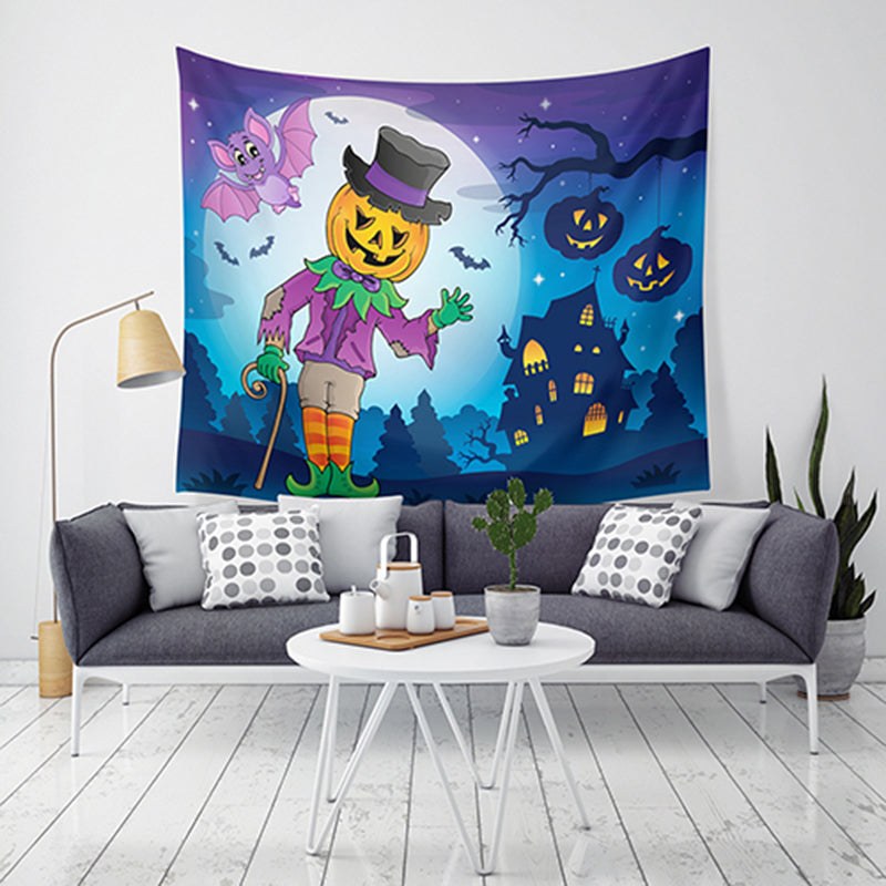 Loskii LWG6 Halloween Tapestry Pumpkin Print Wall Hanging Tapestry Art Home Decor For Halloween Decorations