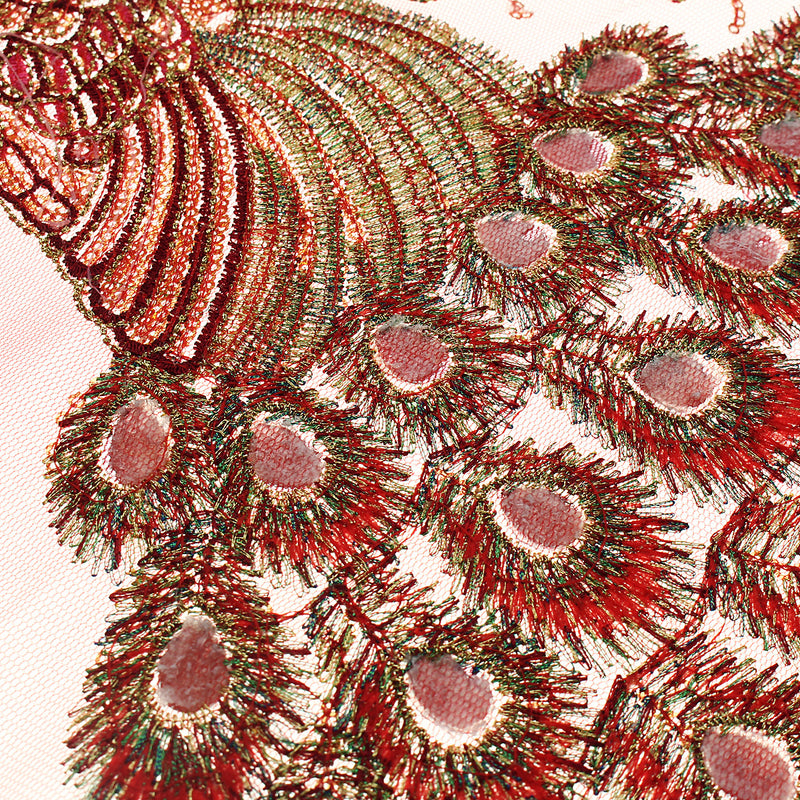 Sequins Applique Embroidered Peacock Multiple Rhinestone DIY Sewing Trim Decorations