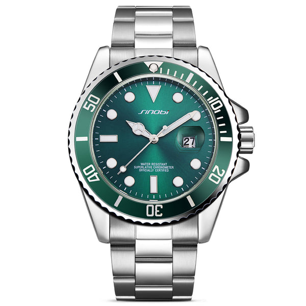 SINOBI 9721 Calendar Business Style Watch Stainless Steel Strap Men Quartz Wristwatch