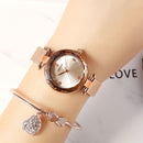 MEGIR 4211 Diamond Waterproof Casual Style Women Watch Milanese Steel Quartz Watches