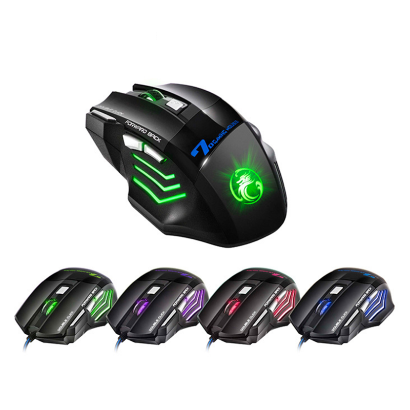 IMICE X7 USB Wired 7 keys 2400DPI Optical Gaming Mouse 7 LED Breathing Light for PC