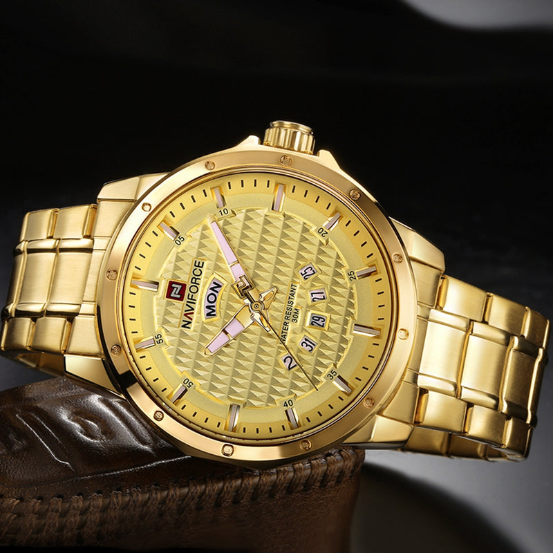 NAVIFORCE 9115 Men Watch Luxury Stainless Steel Strap Fashion Quartz Wrist Watch