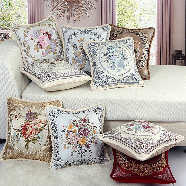 European Classical Style Embroidery Floral Cushion Cover Home Sofa Art Decor Seat Cushion Cover Pillow Case