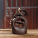 Waterfall Backflow Ceramic Dragon Incense Burner Cone Holder Censer Home Decor