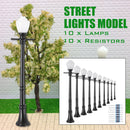 10Pcs/Set Railway Lamppost Lamps Street Light HO Scale LED Light
