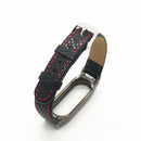 Metal Tainless Steel Frame Braided Leather Strap Replacement for Xiaomi Miband 2
