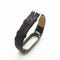 Metal Tainless Steel Frame Braided Leather Strap Replacement for Xiaomi Miband 2