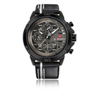 NAVIFORCE 9110 Men Watches Luxury Fashion 24 Hours Display Leather Strap Quartz Wrist Watch