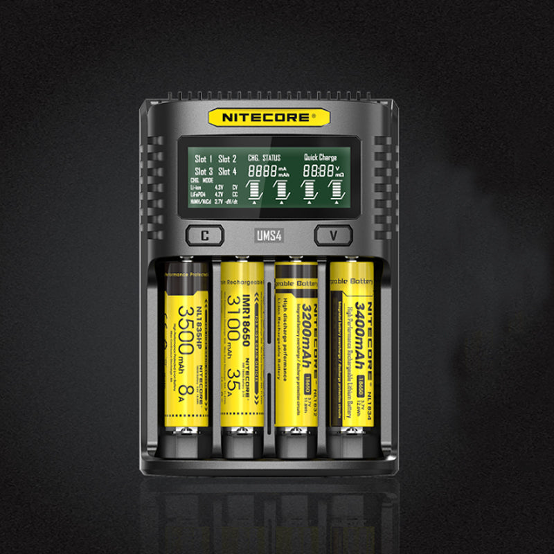 NITECORE UMS4 USB Battery Charger LCD Screen Smart Charging For 26650 18650 21700 UMS2 16340 18350