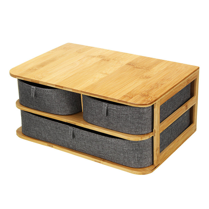 Grey Multi-Layer Mini Bamboo Desktop Drawer Sundries Case Storage Box Organizer Living Room Decorations