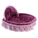 Luxury Princess Cat Bed Puppy Bed Sofa Purple Pink Lace Cat House Small Dog Kennel Warm Soft Pet Bed