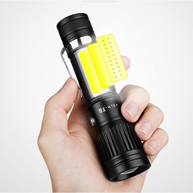 SHENYU A-GT01 T6/L8 COB+LED Dual Light USB Rechargeable Zoomable Flashlight
