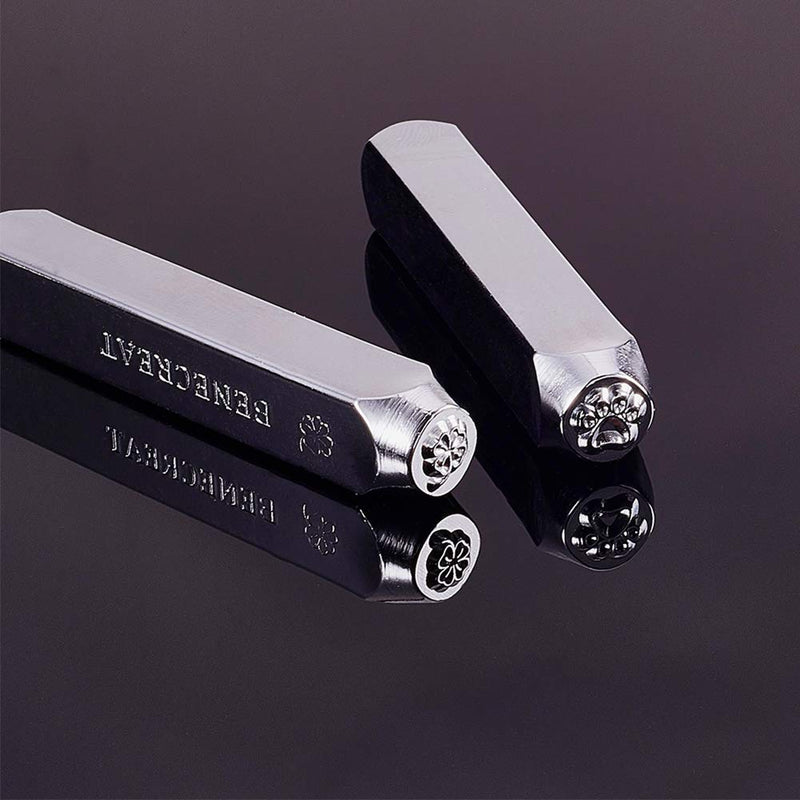 BENECREAT 12 PCS (6mm 1/4") Metal Design Stamps Punch Stamping Tool Electroplated Hard Carbon Steel Tools Stamp/Punch Metal Jewelry Leather Craft Tool