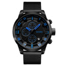 SKMEI 1309 Men Watch Fashion Leather Strap Three Smal Dials Stopwatch Male Quartz Wrist Watch