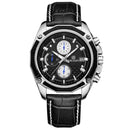 MEGIR M2015 Men Watch Leather Strap Multifunction Chronograph Fashion Casual Quartz Wrist Watch