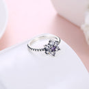 Luxury 925 Sterling Silver Rings Flower Zirconia Engagement Ring Valentine's Day Gift for Girl Women