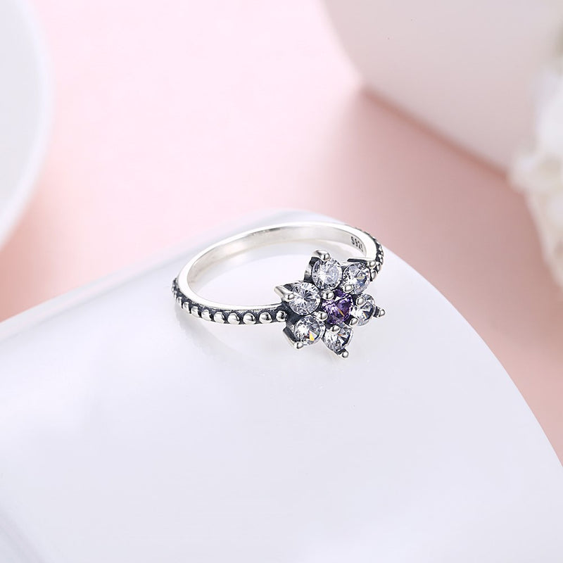Luxury 925 Sterling Silver Rings Flower Zirconia Engagement Ring Valentine's Day Gift for Girl Women
