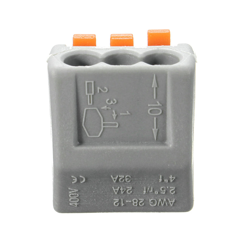 Excellway ET25 3 Pins Spring Terminal Block 10Pcs Electric Cable Wire Connectors