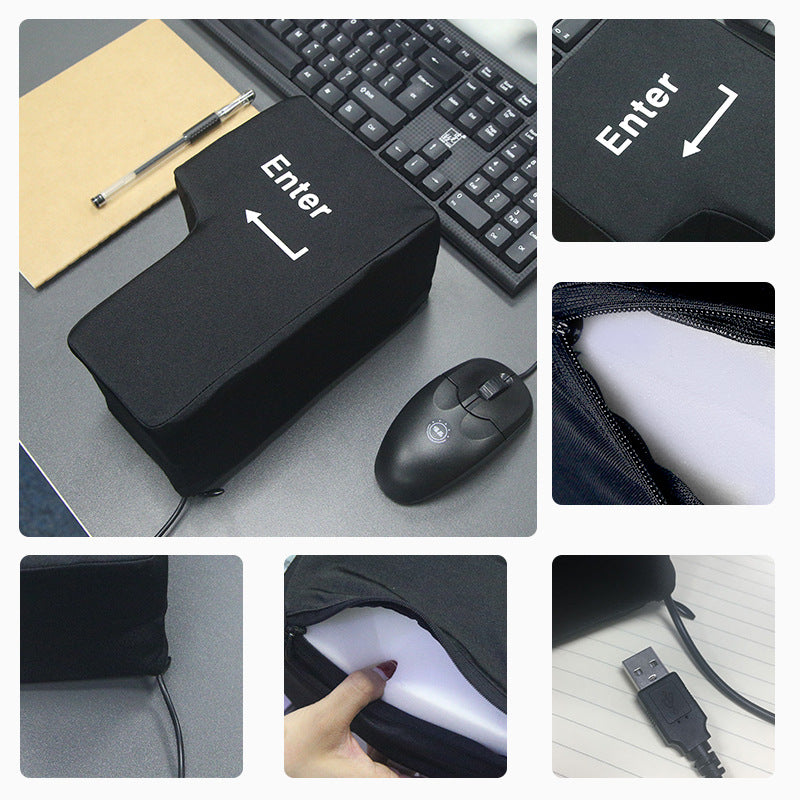 Slow Rebound Funny Big Enter Key Button USB Nap Pillow Stress Release Relief Enter Key Unbreakable