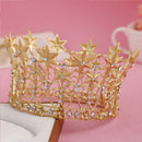 8cm High Stars Crystal Gold Golden Wedding Jewelry Bridal Party Pageant Prom Tiara Crown