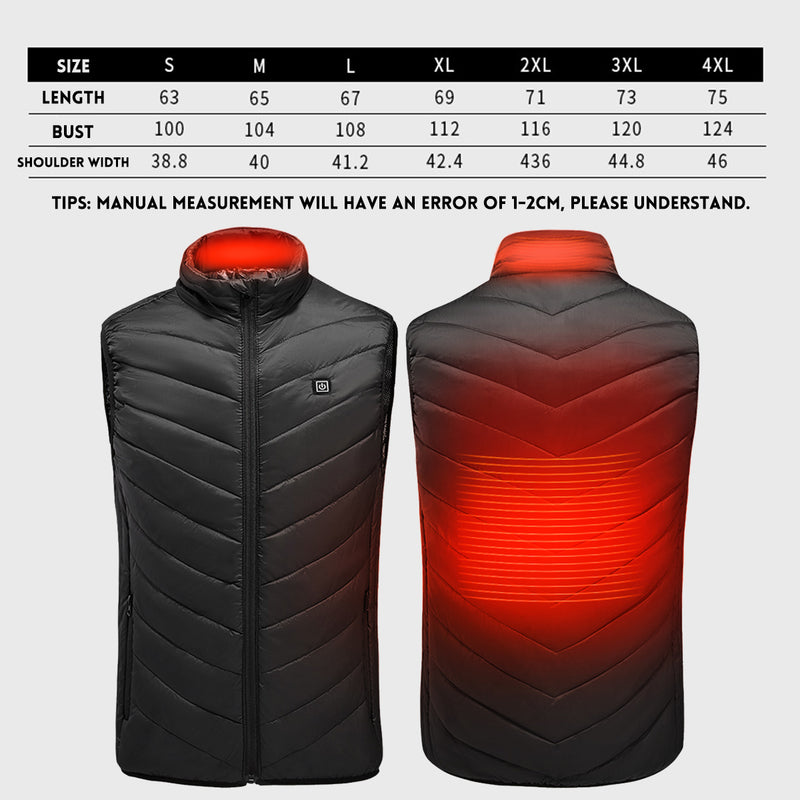 5V USB Electric Vest Heated Jacket Thermal Warm Neck + Back Pad Winter Body Warmer Cloth
