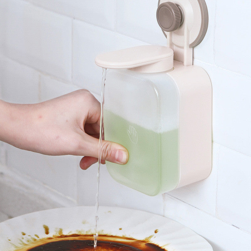 Vacuum Suction Cup Soap Dispenser Wall-mounted Punch-free for Bathroom Kitchen Dish Washing Liquid