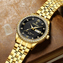 CHENXI 8215 Casual Style Men Wrist Watch Gold Case Full Steel Band Quartz Watch