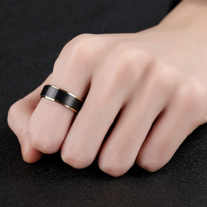 Trendy Black Titanium Steel Simple Style Colorful Plating Men Finger Ring Valentine's Day Gift