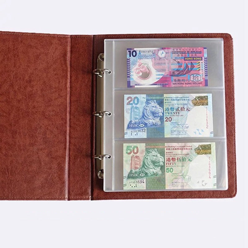 10Pcs PVC Transparent Removable Sheets For Paper Money Collection Album Banknote Album