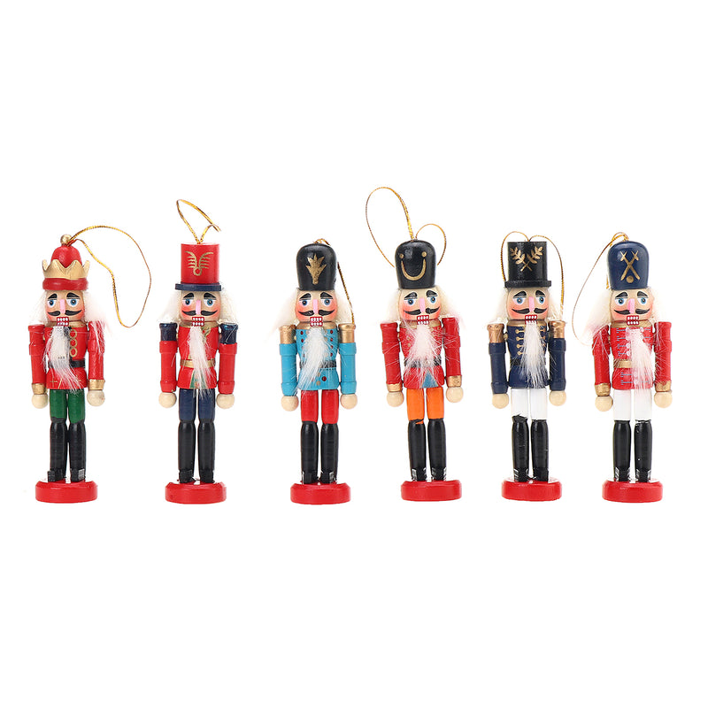 6pcs 12cm Wooden Nutcracker Doll Soldier Christmas Ornaments Xmas Gifts Decorations