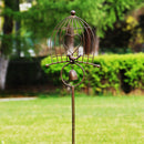 Waterproof Retro Birds Shape Long Stake Wind Chime Welcoming Iron Frame Stand Balcony Landscape Outdoor Garden Decorations