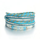 Bohemian Multilayer Crystal Beads Bracelets Braided Rope Chain Bracelet Ethnic Jewelry for Women