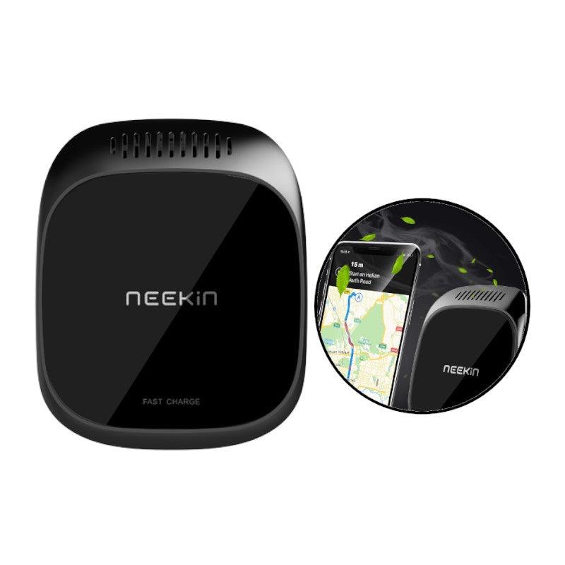 Neekin Metal Glass Magnetic 3 In 1 10W Qi Wireless Charger Fast Charging With Car Aroma Diffuser Car Air Vent Phone Holder for 4.7 Inch - 6.5 Inch Smart Phone