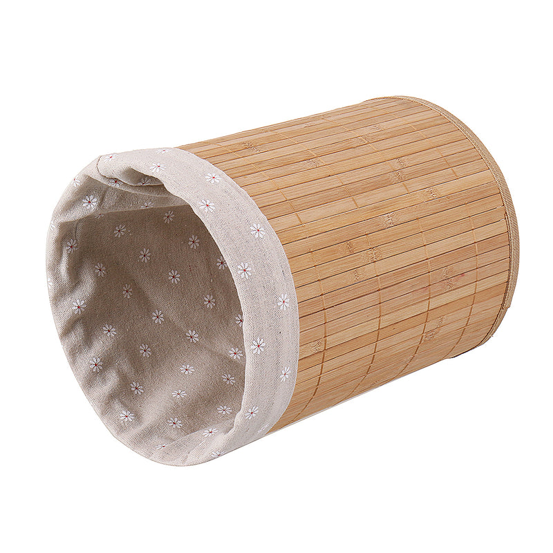Bamboo Trash Can Foldable Wastebasket Garbage Can Waste Bins for Office Study Bathroom Living Room