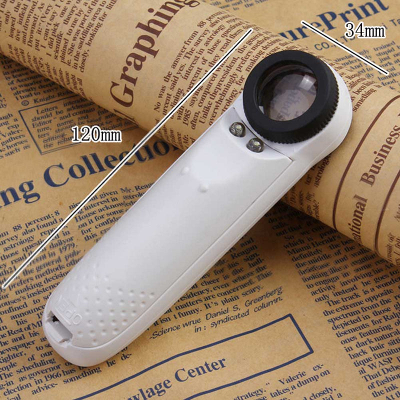 40X Jewelry Magnifier 2 LED Light Optical Glass Lens Magnifying For Jewelry Stamps Coin Collectors
