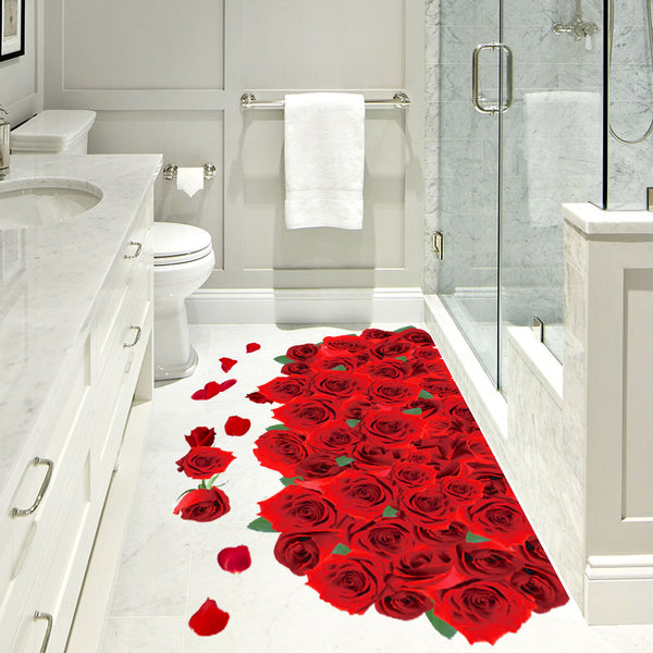 Miico FX82024 3D Rose Decorative Sticker Floor Sticker Bathroom Sticker Wall Sricker Removable Sticker