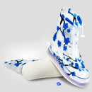 1Pair PVC Reusable Rain Shoe Covers Non-slip Boots Thicken Soles Raincoats Impermeable Blue Plum Flower Overshoes