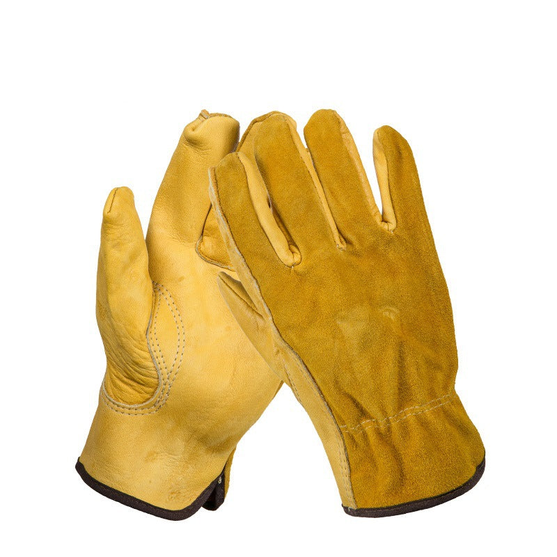 1Pair Leather Gloves Working Protection Gloves Security Garden Labor Gloves Wear Safety Tools