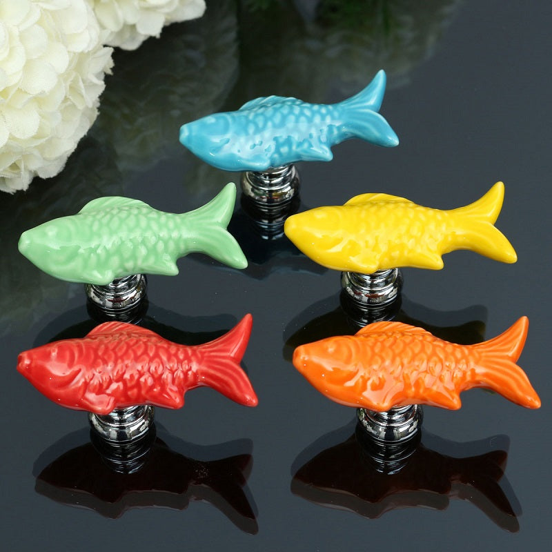 Goldfish Ceramic Knobs Door Furniture Handle Cupboard Cabinet Drawer Pull