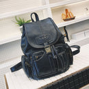 PU Leather Backpack Travel Camping Drawstring Bag School Bag Shoulder Pack Handbag