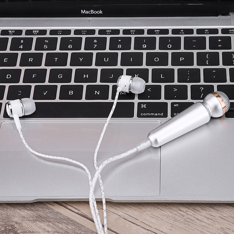 Popupine iK 3.5mm Audio Wired Mini Microphone with Earphone for Mobile Phones