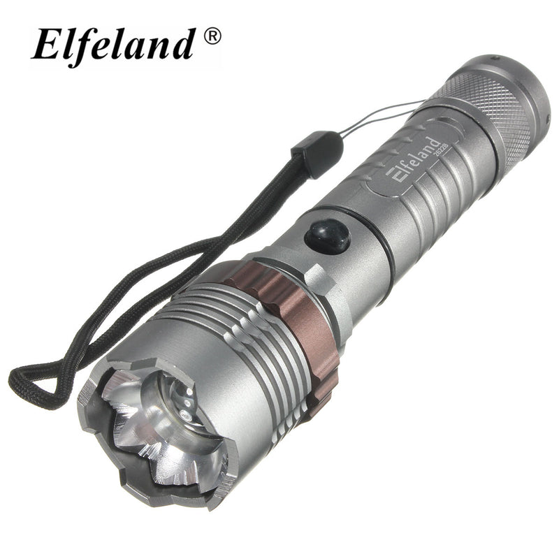 Tactical LED Flashlight 2500LM Rechargeable Zoomable T6 Torch 18650 Battery