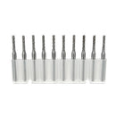 Drillpro DB-M10 10pcs 3.175x2mm Carbide End Mill Engraving Bits for CNC PCB Machinery Rotary Burrs