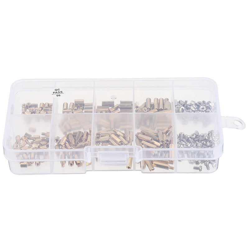Suleve M2BH2 300Pcs M2 Male-Female Brass Hex Column Standoff Support Spacer Pillar Stainless Steel Screws Nuts for PCB Board